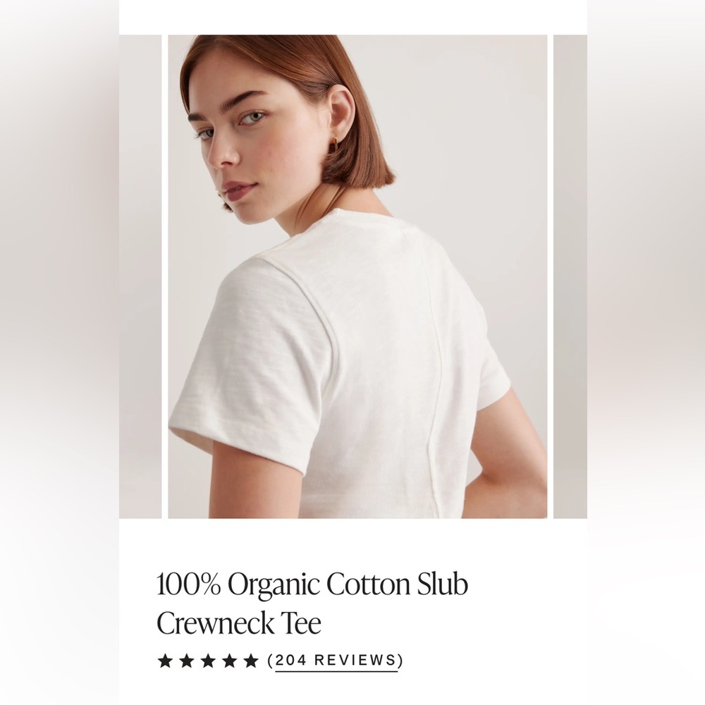 Quince Organic Cotton Crewneck Slub-knit Tee, L